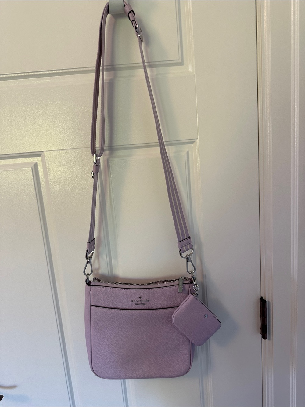 kate spade lavender pebbled leather crossbody with coin pouch